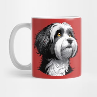 Stunning and Cool Havanese Monochrome and Gold Portrait for Father's Day Mug